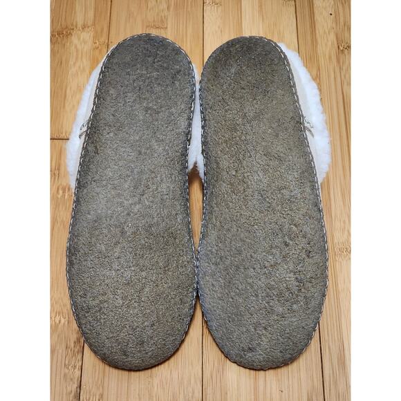 Sorel Nakiska Slide Slippers Women 7 Suede Beige Faux Fur Sherpa Lined Mule Flat - Picture 7 of 8